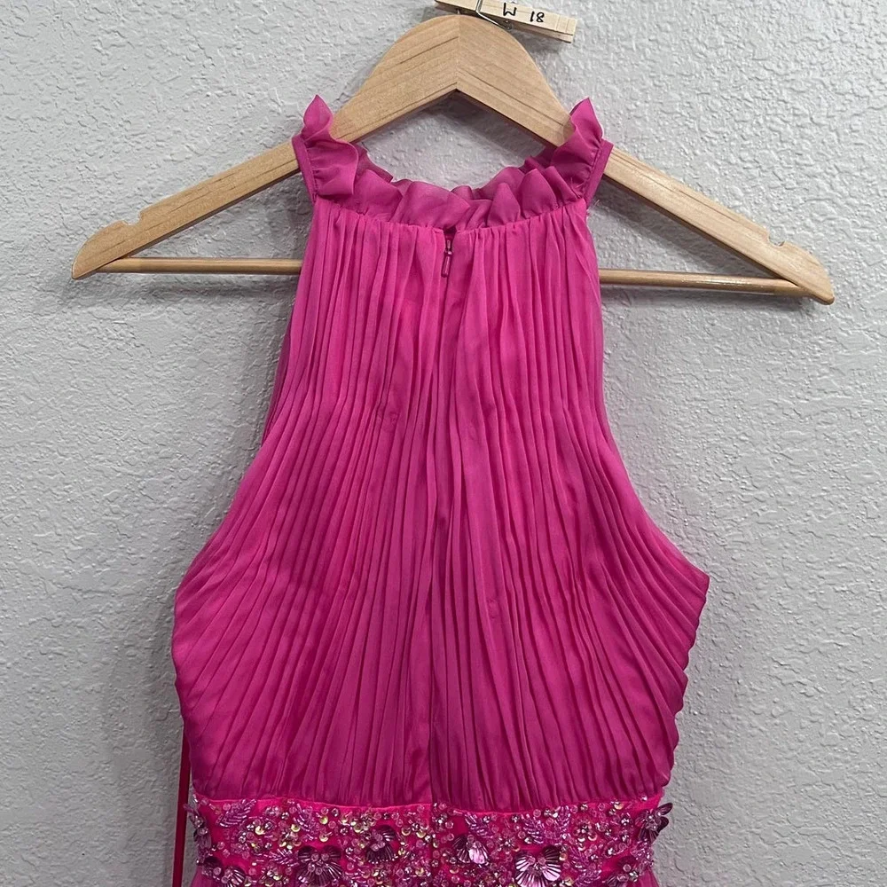 NEW $498 MAC DUGGAL 68029 PINK HALTER NECK HIGH LOW FLOWY CHIFFON GOWN  Size 2